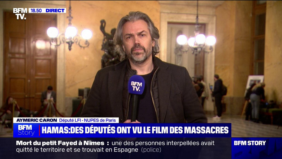 💬 "On est bouleversé, écœuré, dégoûté" ➡ Aymeric Caron (REV-LFI-NUPES) réagit sur BFMTV après le visionnage des images des attaques du Hamas en Israël à l'Assemblée nationale