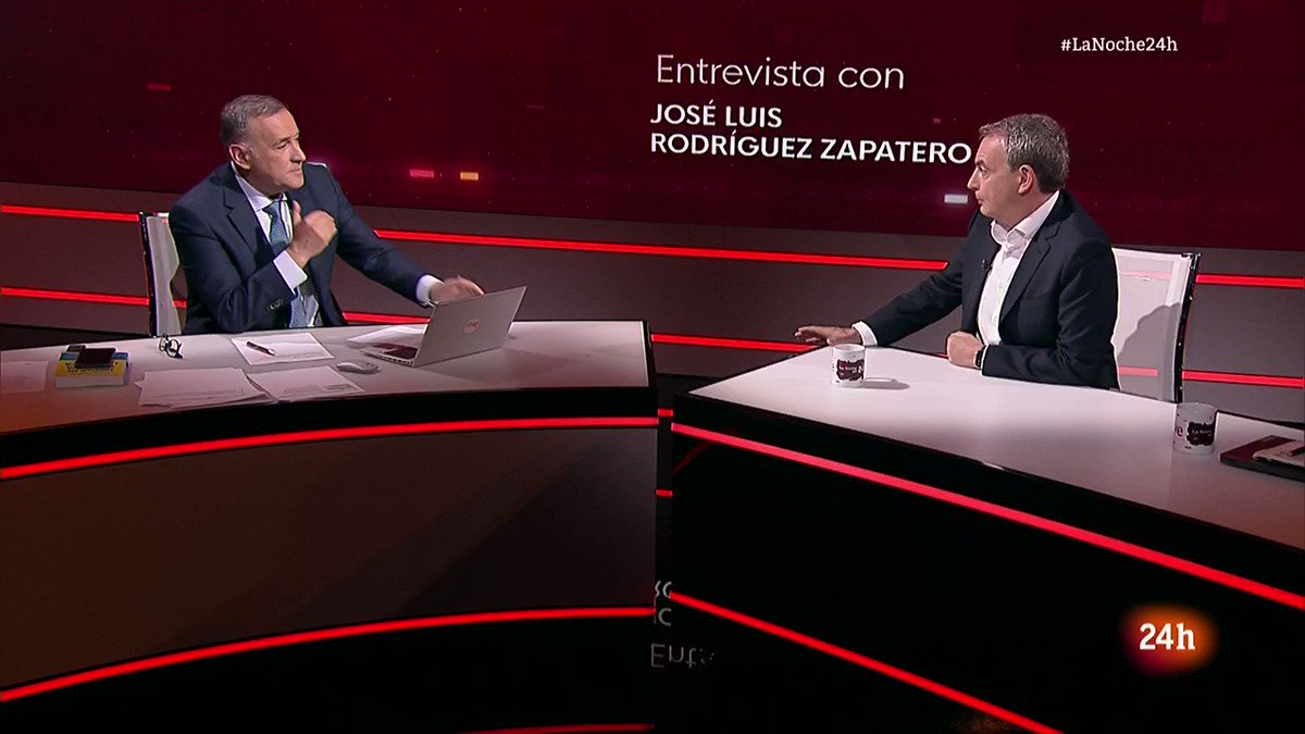 José Luis Rodríguez Zapatero, expresidente del Gobierno: "Que el PP y Vox no tengan diputados para formar gobierno no es culpa del PSOE. Es el resumen de lo que está pasando" #LaNoche24h 📺