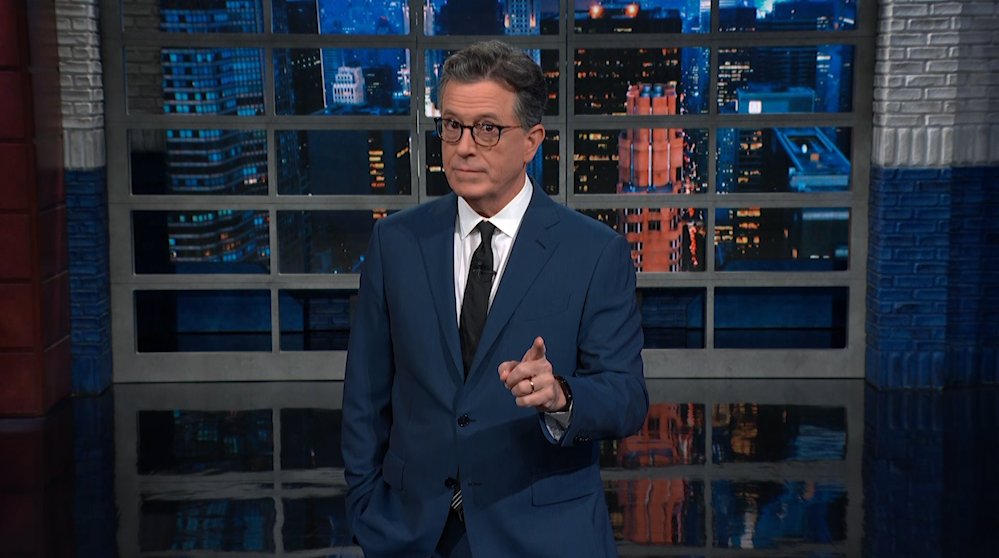 Trump's rhetoric seems a BIT similar to that of historical dictators... #Colbert