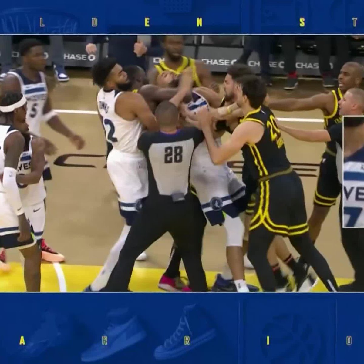The Warriors and Timberwolves got chippy just two minutes into their in-season tournament game 😳 Draymond Green, Klay Thompson and Jaden McDaniels were all ejected.