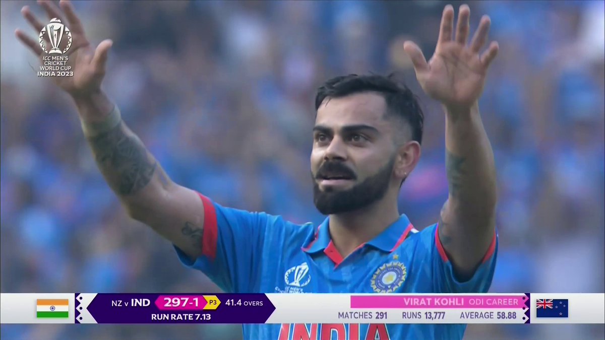 𝗛𝗘 𝗦𝗧𝗔𝗡𝗗𝗦 𝗔𝗟𝗢𝗡𝗘 ☝️ Relive the HISTORIC moment Virat Kohli went to a record 50 ODI centuries 👏