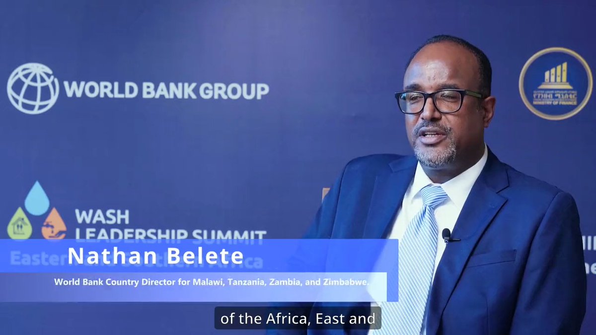 Don't miss Nathan Belete's interview at the #WASH Leadership Summit for Eastern &amp; Southern Africa on the water resource management system in the Dar Salem Region, in #Tanzania. Let's make universal access to clean water a reality! 💙 #WaterAction 🚰