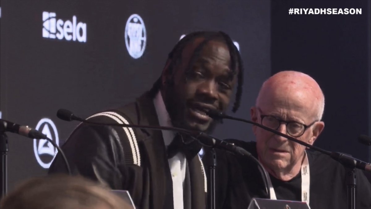 ‼️ Deontay Wilder speaks directly to Anthony Joshua at the press conference ahead of their fights on Dec 23rd and AJ chooses not to respond… [🎥 Queensberry Promotions]