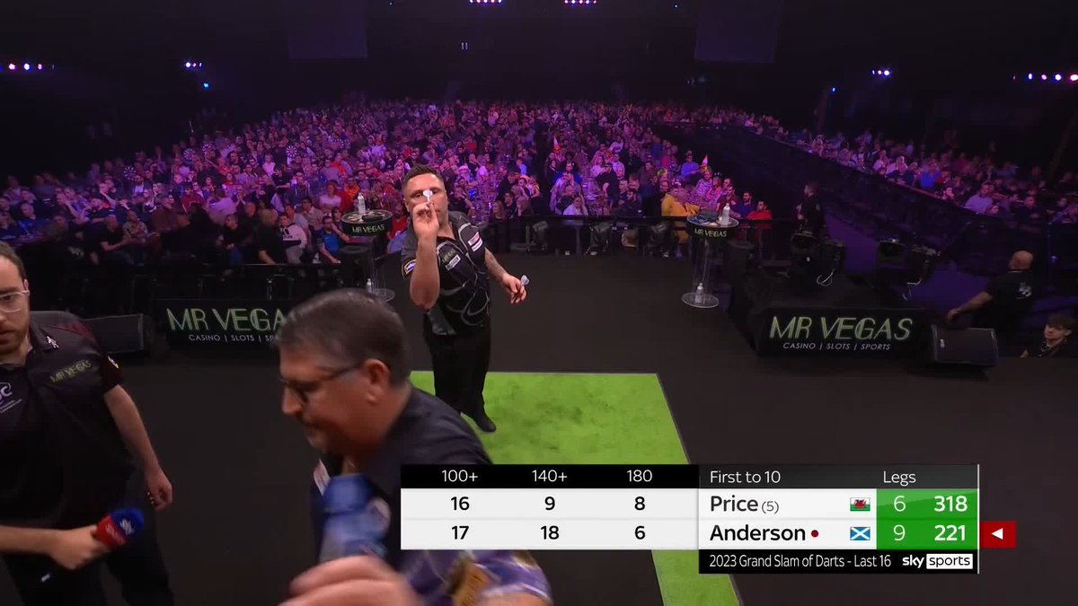 ANDO GETS REVENGE OVER PRICE IN THE GRAND SLAM 🏴 A ridiculously good game and a vintage display from Gary Anderson as he books his place in the Quarter-Finals 👏 That was special... 104.96 average and 45% on the doubles! 📺 #GSOD | L16