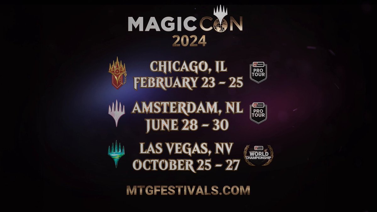 2024 may still be weeks away, but it's time to begin planning your travel schedule! Here's the lineup of 2024 MagicCons! Feb. 23-25 - #MCChicago June. 28-30 - #MCAmsterdam Oct. 25-27 - #MCVegas Learn more: