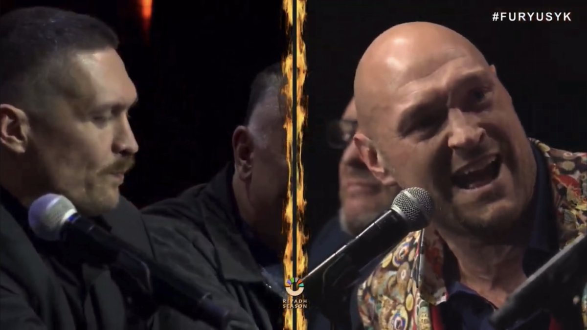 ‼️ Tyson Fury rips into Oleksandr Usyk after a jibe from his promoter Alex Krassyuk: "You f***ing p***y, you're getting knocked spark out." [🎥 Queensberry Promotions]