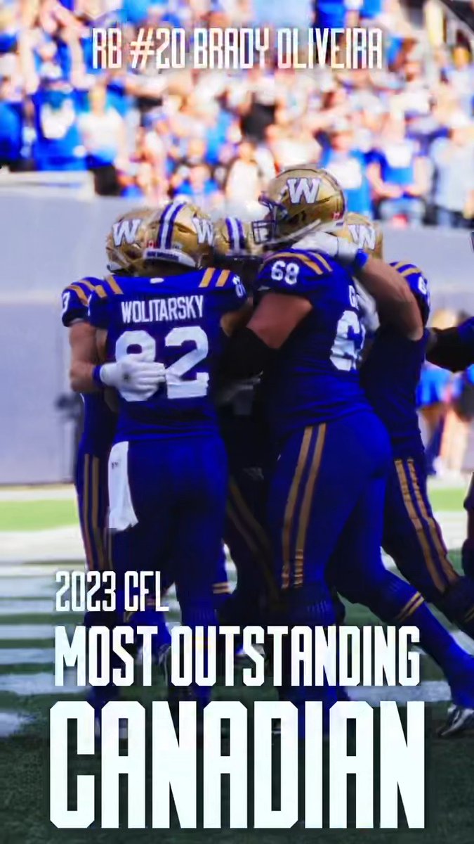 a monumental season. Brady Oliveira 🏈 🐶 is 𝐭𝐡𝐞 Most Outstanding Canadian. #ForTheW | #ReclaimTheThrone