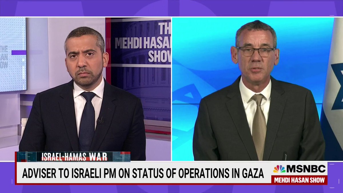 Me: "You accept that you [Israel] have killed children [in Gaza]? Or do you deny that?" Netanyahu adviser Mark Regev: "No, I do not. First of all, you don't know how those people died, those children." Me: "Oh wow."
