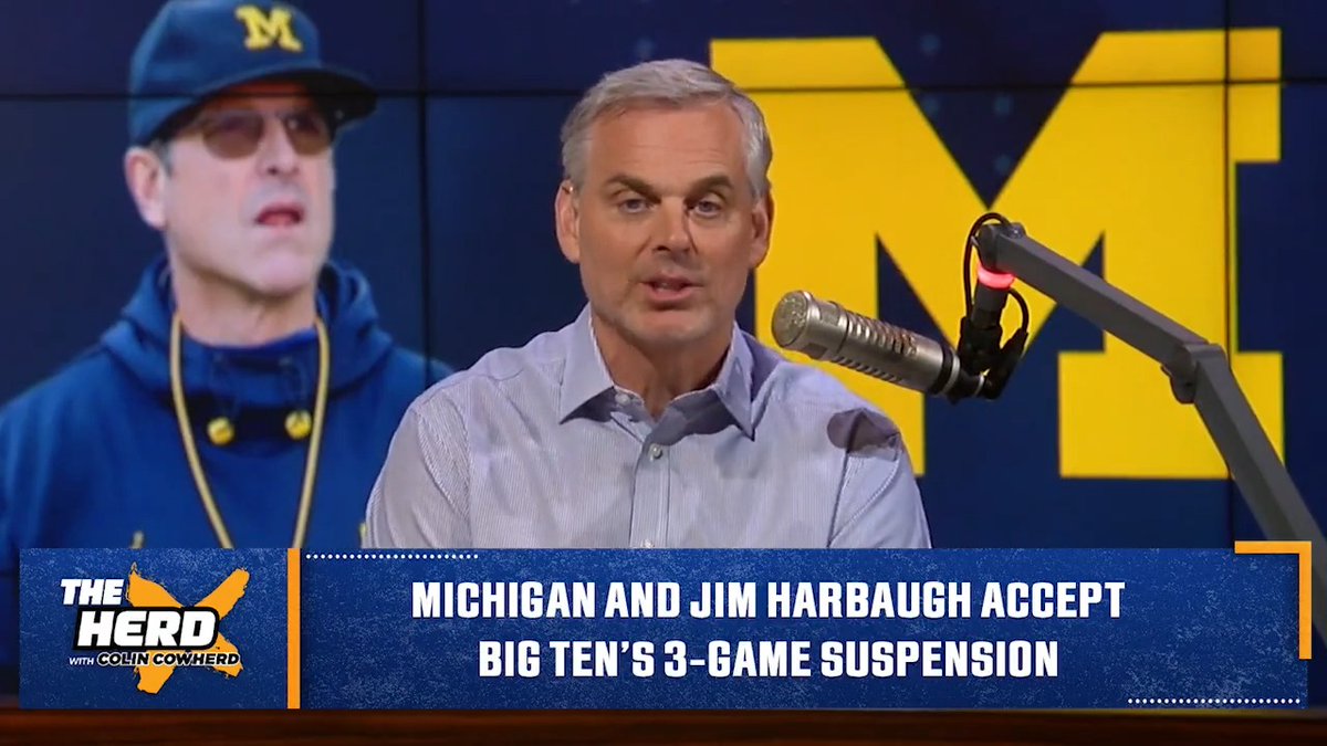 "Let me ask you a question Buckeye fans... What if Michigan humiliates you again?" — @ColinCowherd reacts to Jim Harbaugh accepting Big Ten's 3-game suspension