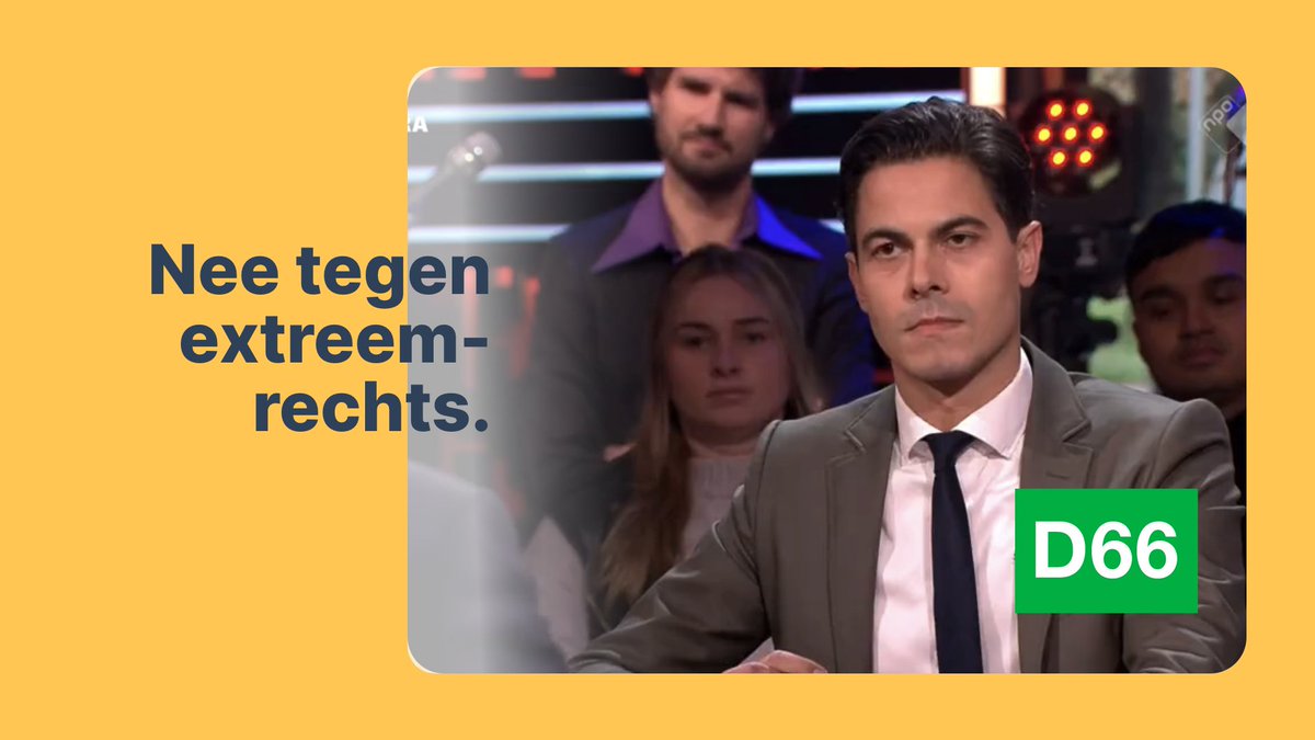 Houd op 22 november de deur dicht voor Wilders. Progressieve, groene kiezers stemmen op D66. 💚