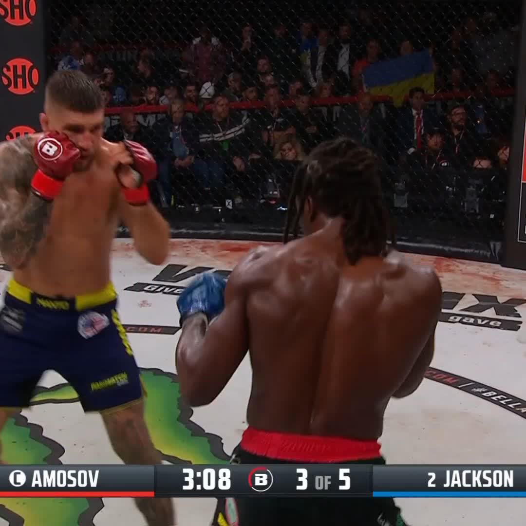 UNDENIABLE ๐ฑ Jason Jackson MMA has done the unthinkable! He stops Yaroslav Amosov!!! #Bellator301 | LIVE NOW | @SHOsports ๐บ๐ธ