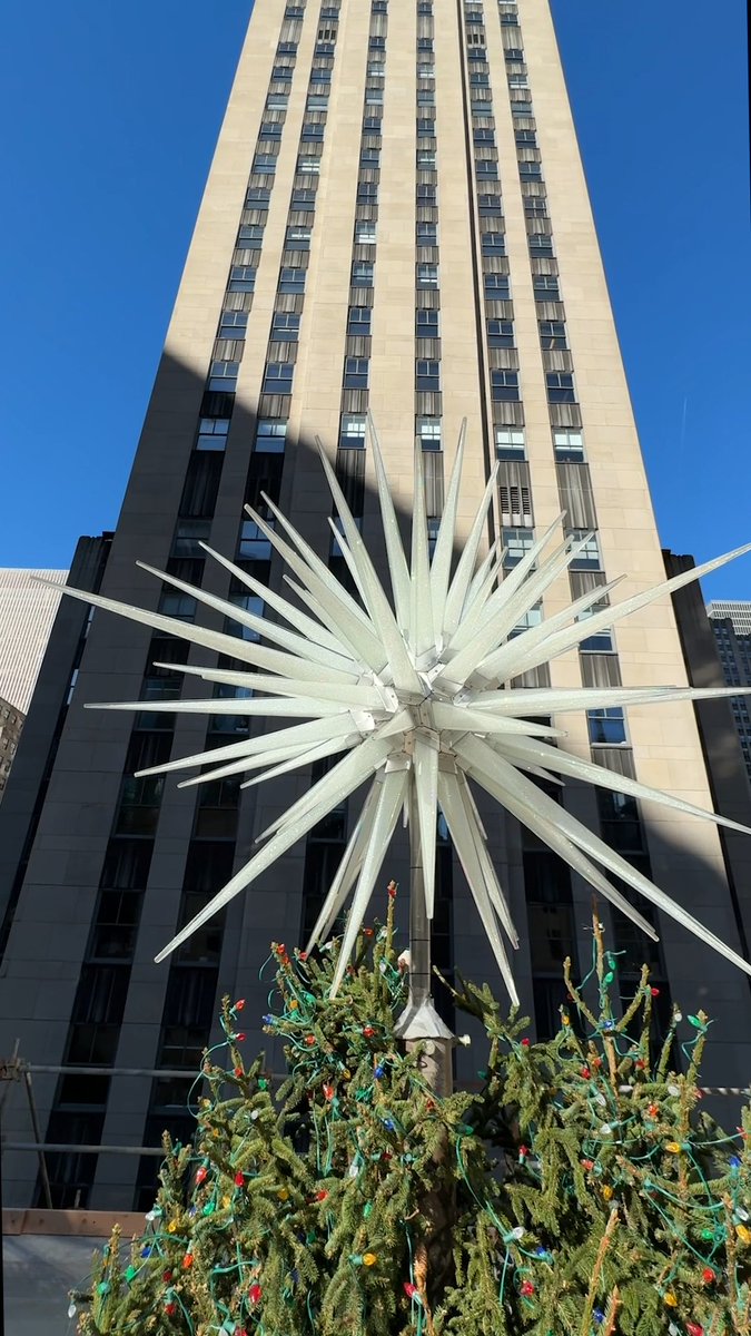 The Swarovski Star is officially sparkling in place atop the Rockefeller Center Christmas Tree.