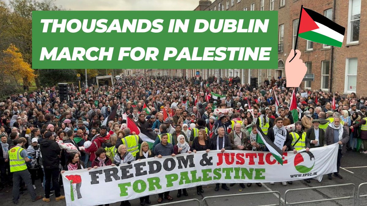 Thousands marched the streets of Dublin today in solidarity with Palestine. 🇮🇪🇵🇸 We ask - where is the protection of international law for every child killed in Gaza? Only a peace process, dialogue, & international law can deliver peace & Palestinian freedom. Mary Lou McDonald