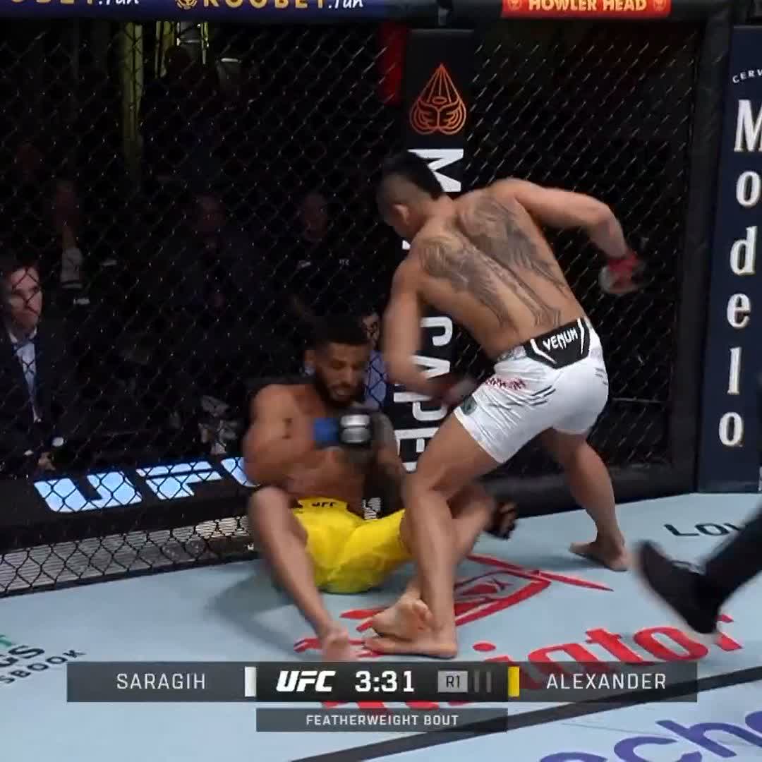 JEKA SARAGIH OH MY! 😱 🇮🇩 Saragih let him back to his feet and sent him RIGHT back down again! #UFCVegas82