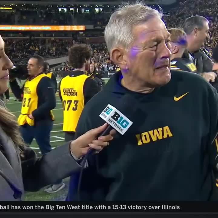 "What a crazy year. They just stick together. They really care about each other." Kirk Ferentz talks about Big Ten West champ Hawkeye Football. 🗣️