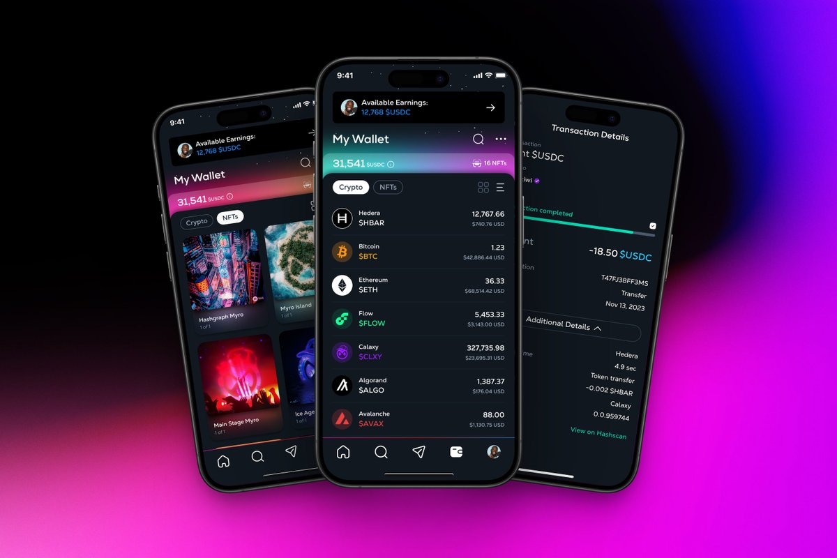 #Web3 just became as easy as sending a text. Gasless transactions for sending #crypto, #tokens, and #NFTs using Calaxy Messenger - the social wallet built on #Hedera. #HelloFuture
