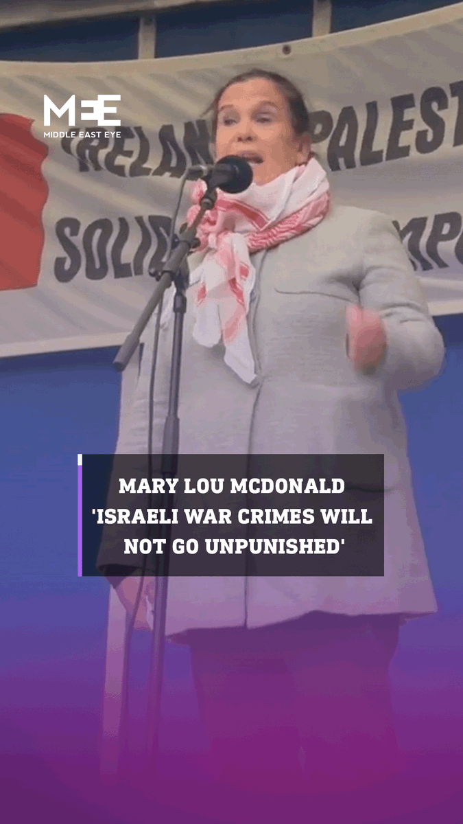 Sinn Fein leader Mary Lou McDonald called for international sanctions on Israel during a protest for Palestine attended by thousands in Dublin. McDonald also said the international community must stand with Palestine in its long walk to freedom