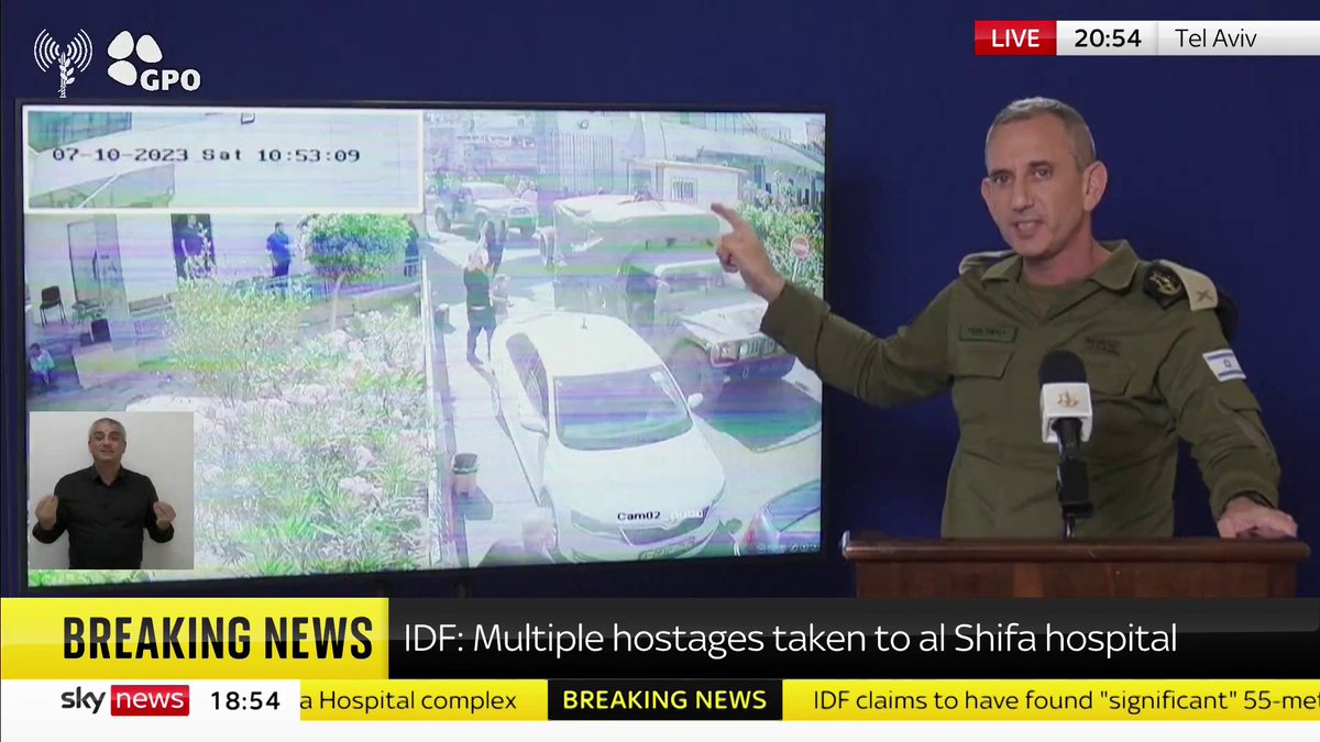 BREAKING: IDF spokesperson Daniel Hagari says Hamas took multiple hostages to al Shifa hospital They "used the hospital as a human shield shelter to Hamas terrorists", he says. 📺 Sky 501, Virgin 602, Freeview 233 and YouTube