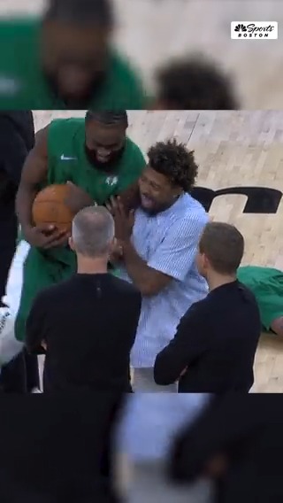 Marcus Smart, Jaylen Brown, and Jayson Tatum reunited before Grizzlies vs. Celtics game 🙌 (via Celtics on NBC Sports Boston)