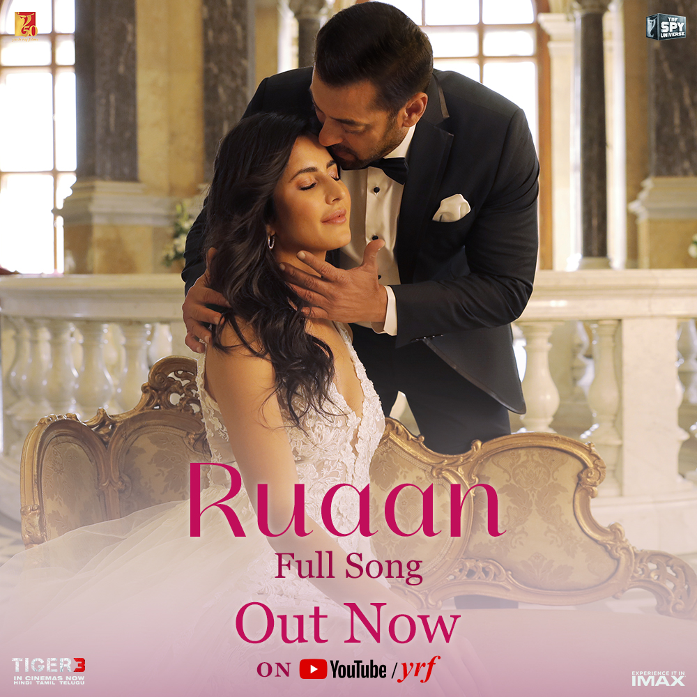 #Ruaan ❤️ Full song out now - Watch #Tiger3 at your nearest big screen in Hindi, Tamil & Telugu. Book your tickets now: #KatrinaKaif Emraan Hashmi #ManeeshSharma Yash Raj Films Pritam Irshad Kamil Arijit Singh VaibhaviMerchant #YRF50 #YRFSpyUniverse