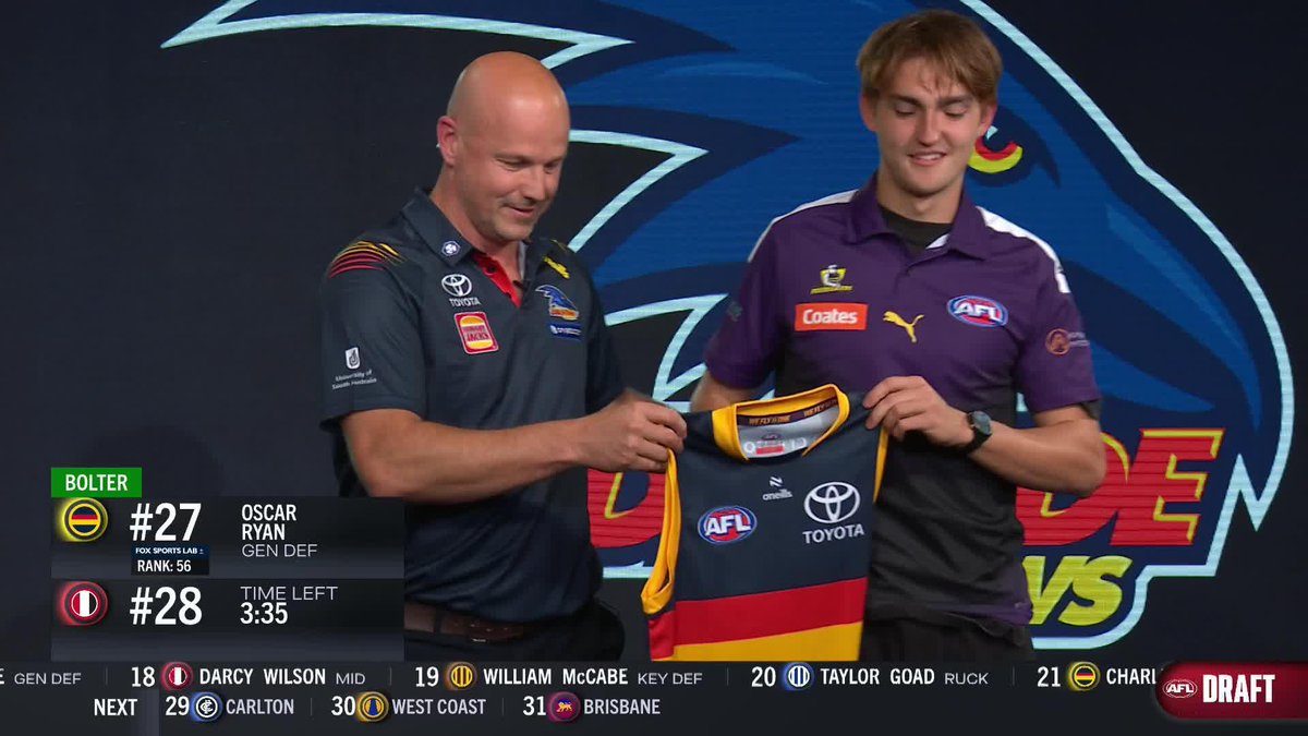 First it was Phoenix Gothard who needed an outfit change, next it's his Murray Bushrangers teammate in Oscar Ryan who gets a huge #AFLDraft surprise!