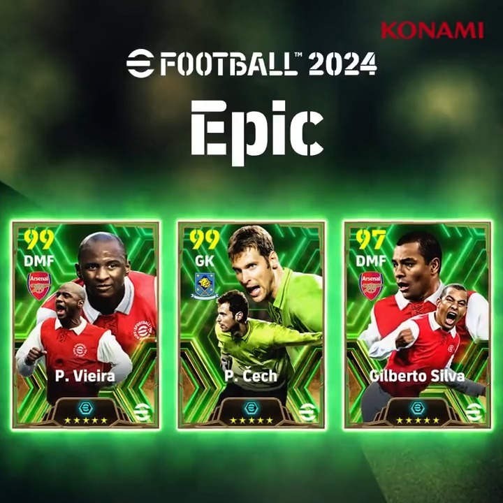 This week's #eFootball BOOSTED Epics don't come much bigger than this! 🇫🇷 DMF// Patrick Vieira 🇨🇿 GK // Petr Čech 🇧🇷 DMF // Gilberto Silva These defensive icons will give even the most in-form strikers a hard time 🛡️ Smash that ❤️ if they go straight into your starting XI!