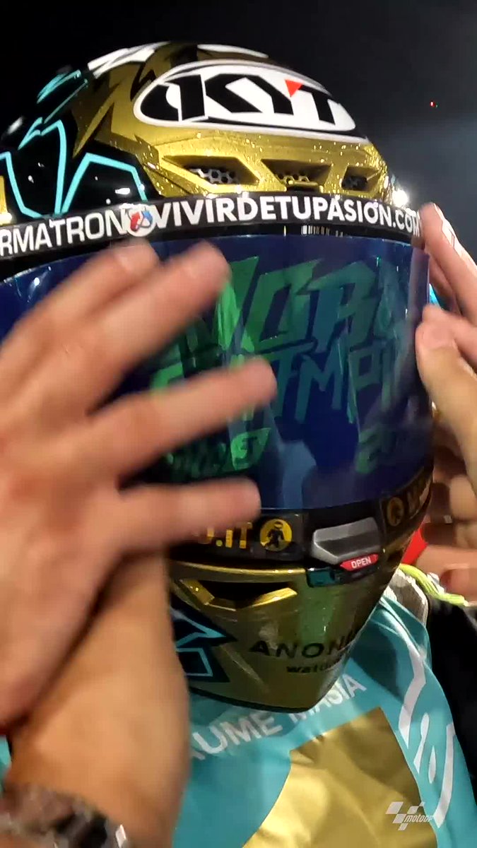Tears of joy after becoming 2023 #Moto3 World Champion! 🥺 We sneak into ＠jaume_masia's emotional crowning moment! 👑 #QatarGP 🇶🇦 | #MAS1A 🏆