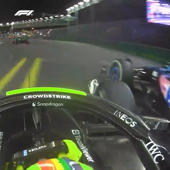 As stunning as it was brave 💪 Lewis Hamilton overtakes Pierre Gasly down the inside at the rapid Turn 17 🍿 #F1 #LasVegasGP