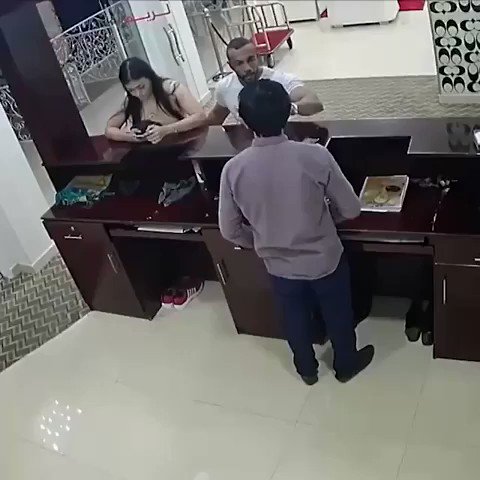 Girl fights back a guy who tried to assault her and front desk. 🤯🤯 #fight #girlfights #malevsfemale #intergender