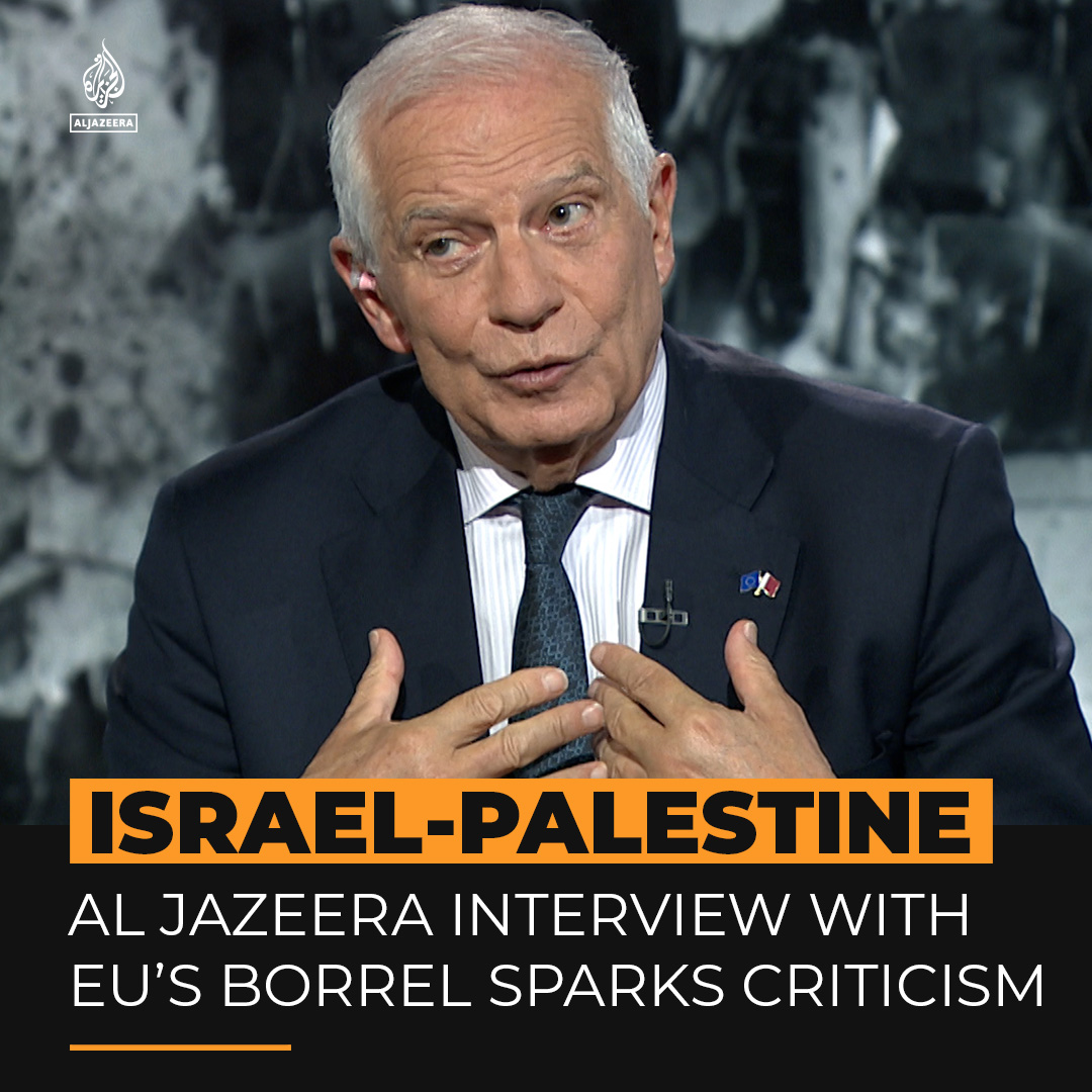 The EU's Foreign Policy Chief Josep Borrell faces social media backlash after a viral Al Jazeera Arabic interview. He labels Hamas' Oct. 7 attack on Israel a war crime, but when questioned about Israel's attacks on Gaza, he responds, 'I'm not a lawyer.'" ⤵️