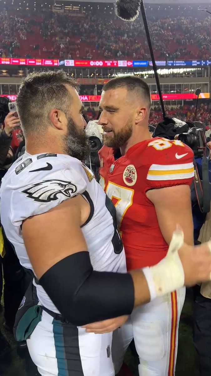 “Late birthday present for you. Love you big guy.” 😅 Travis to Jason after Chiefs' loss to Eagles (via NFL)