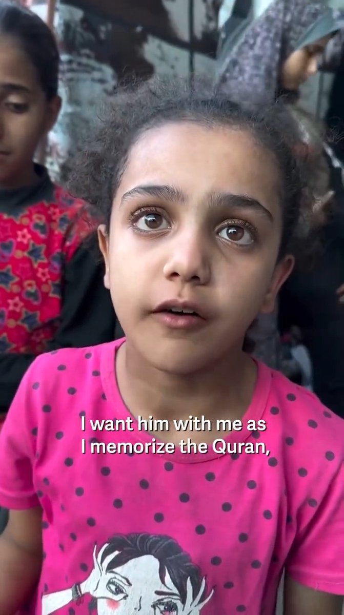 “I don’t want to eat, I don’t want to drink, I just want my father to be with me as I grow up“. A little girl speaks about her father who was detained by the Israeli occupation forces in Gaza. 📹: Samar Abu Elouf
