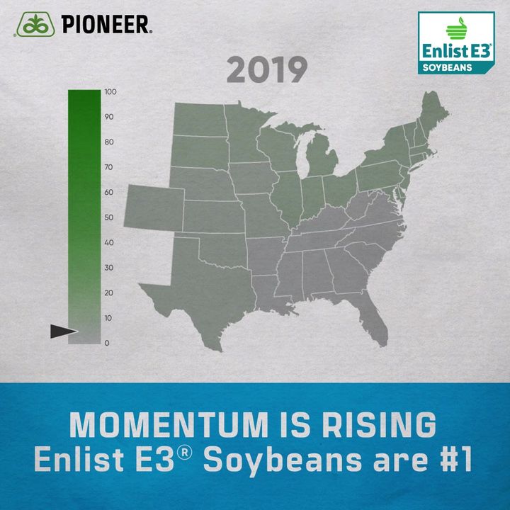 With more than 50 million acres planted across the U.S., farmers are discovering the benefits Enlist(r) E3 soybeans can deliver. Get near-zero volatility, a wider application window and effective, neighbor-friendly weed control.