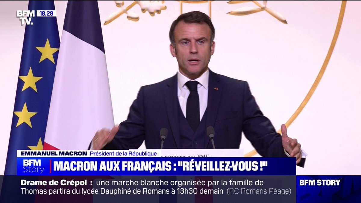 Emmanuel Macron aux Français: "Réveillez-vous, on est à 7% de taux de chômage"