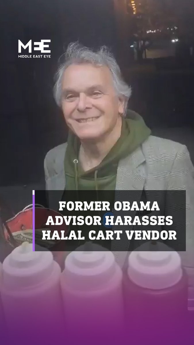 Video footage shows a man, identified as Stuart Seldowitz, who worked in the National Security Council under the Obama administration, expressing extreme anti-Islamic sentiments towards an Egyptian man running a halal food cart in New York City