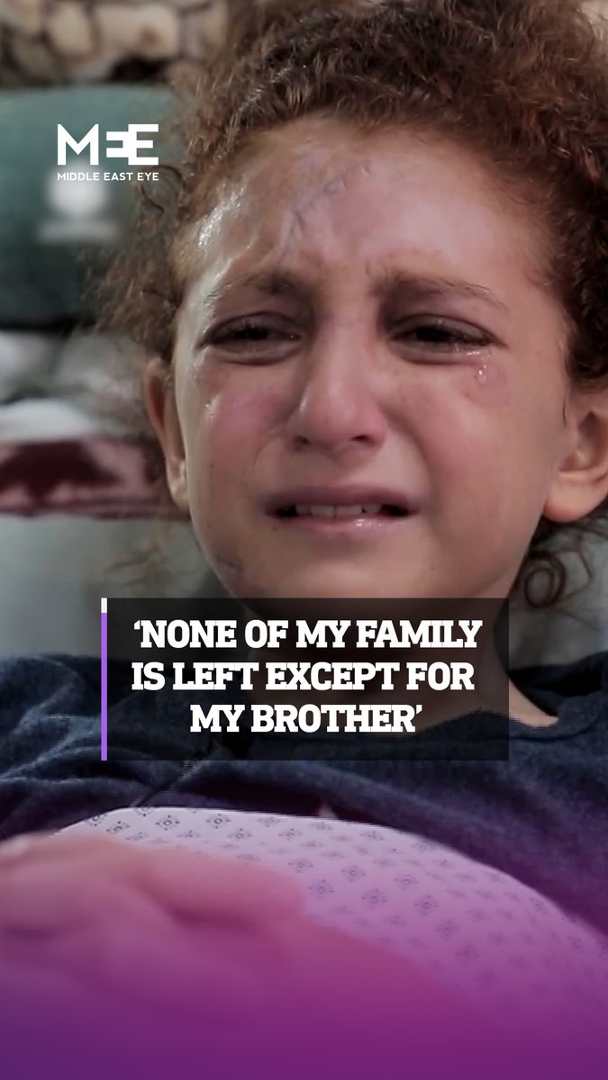 Speaking from a hospital bed, Dareen al-Bayaa explains how every member of her family, except her brother, was killed by Israeli air strikes. Israeli air strikes have killed over 14,000 Palestinians since 7 October