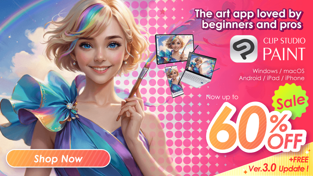Get up to 60% off the painting app loved by beginners and professionals! ✨Until November 28, 2023 8am (UTC/GMT)✨ Don't miss out! Buy now and get Ver. 3.0 next year as a pre-release offer🎁