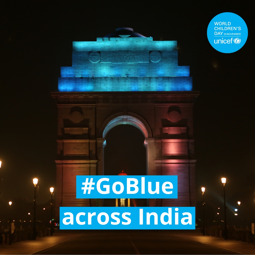 💙💙💙💙💙💙💙 #GoBlue across India. We celebrate every child across India and recommit ourselves to safeguarding their rights. #WorldChildrensDay
