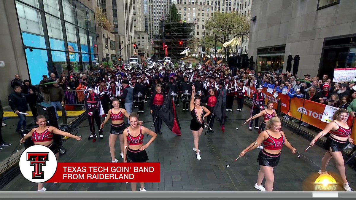 We've been kicking off our Thanksgiving celebrations all morning long with Texas Tech University’s Goin' Band Nation! 🔴 #TTU100 | #MacysParade ⚫️