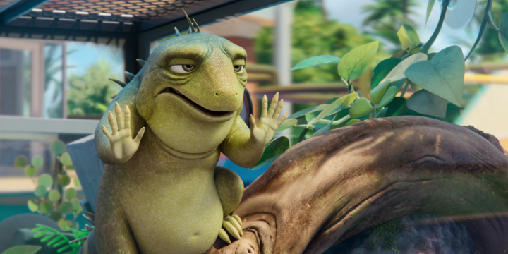 In Leo, Adam Sandler is a very old very precious class pet lizard. And I just think that's nice.