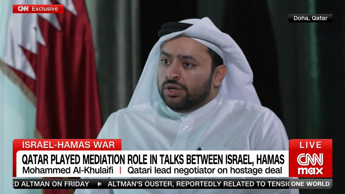 Israel and Hamas agreed to a breakthrough deal on a hostage release and a four-day truce to allow for humanitarian aid to enter Gaza. I spoke exclusively with the man behind the mediation efforts, Qatar's lead negotiator on the talks Mohamed Al-Khulaifi about how it unfolded.