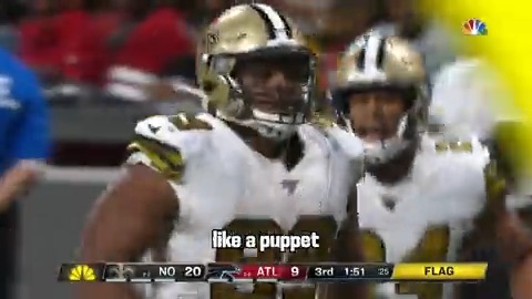 Come for the stiff arm. Stay for the hilarious German commentary 😂 #MaddenThanksgiving #NOvsATL