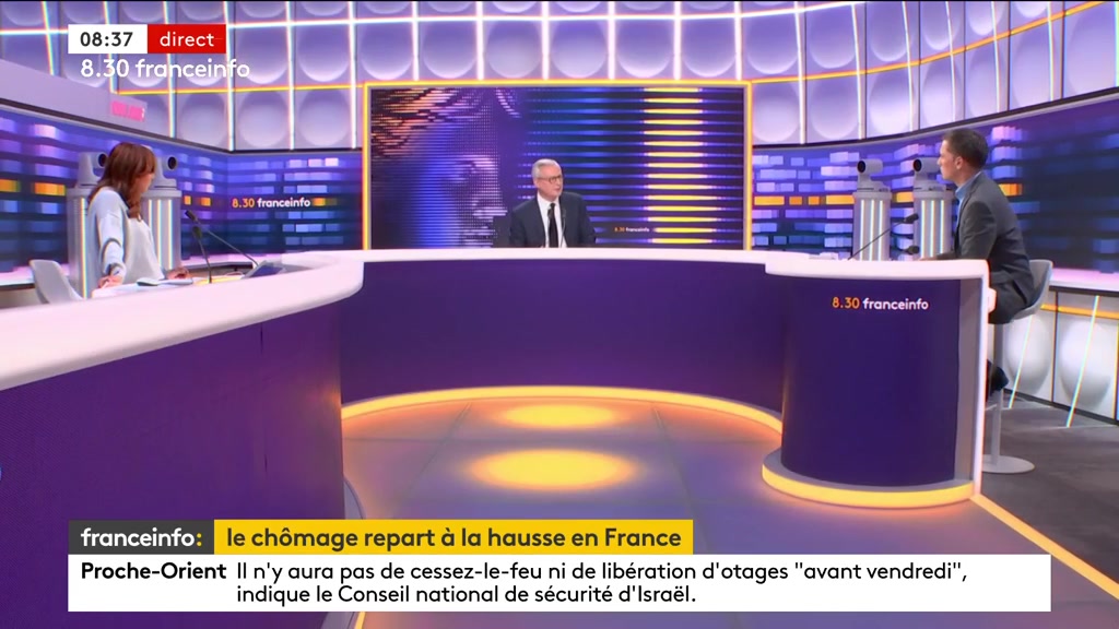 🔴 Assurance-chômage ➡️ "Qu’est-ce qui justifie qu’on ait encore des durées d’indemnisation différentes selon qu’on a plus de 55 ans ou moins de 55 ans ?", lance Bruno Le Maire. “C’est une hypocrisie, une façon de [les] mettre à la retraite de manière anticipée.” #8h30franceinfo