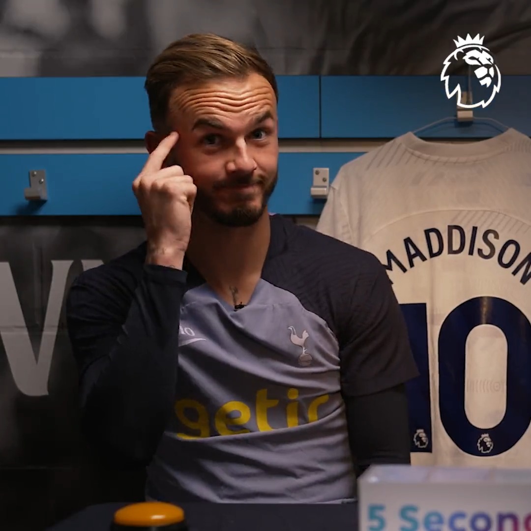 You've sparked some debate there, James Maddison... is a banana not yellow?! 🤣 Click to watch James Maddison under the 5-Second Rule pressure now ⬇️