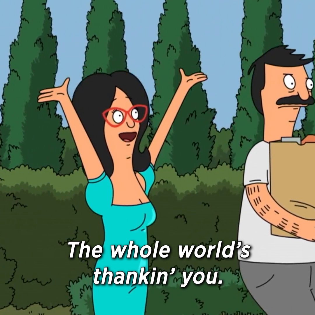 Everyone's thankin', the whole world's thankin' you. Happy #Thanksgiving! Catch your favorite #BobsBurgers moments anytime on Hulu.