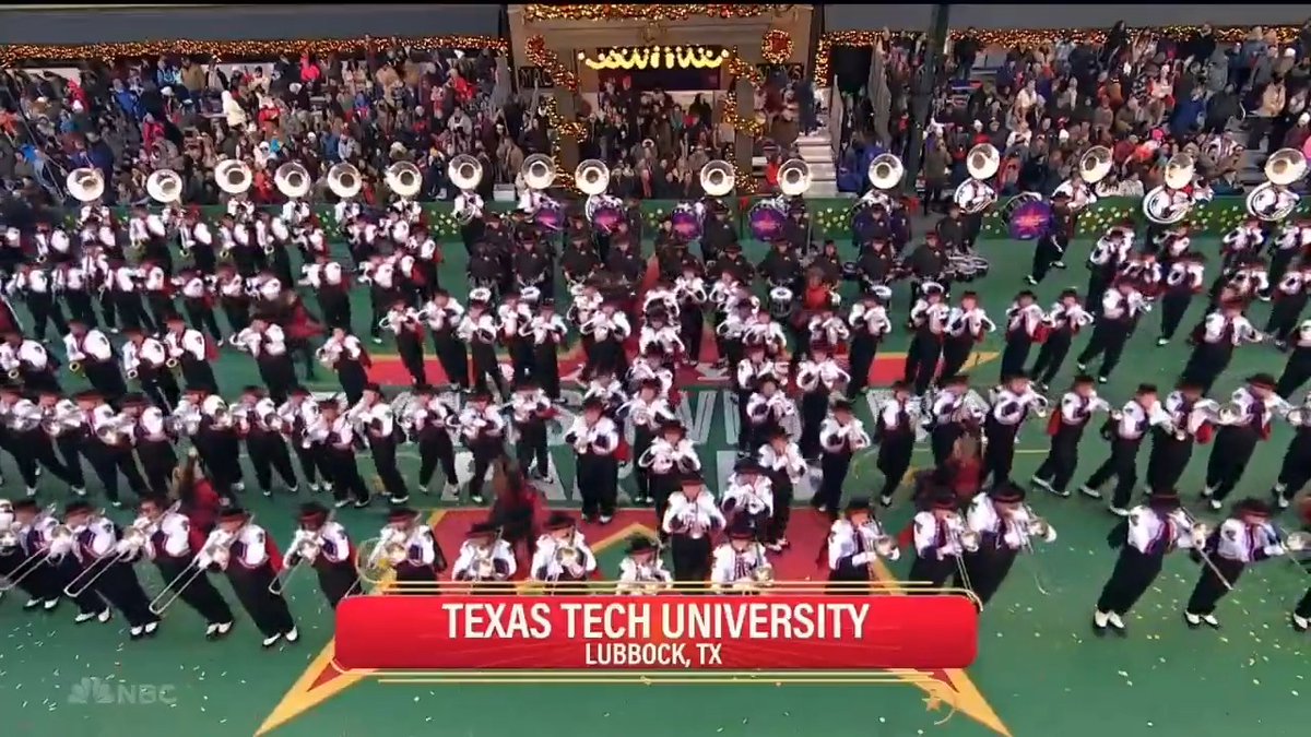 Bearing our Banners in the Big Apple. The Goin' Band Nation in the Macy's Thanksgiving Day Parade! 🔴#TTU100 | #MacysParade⚫️