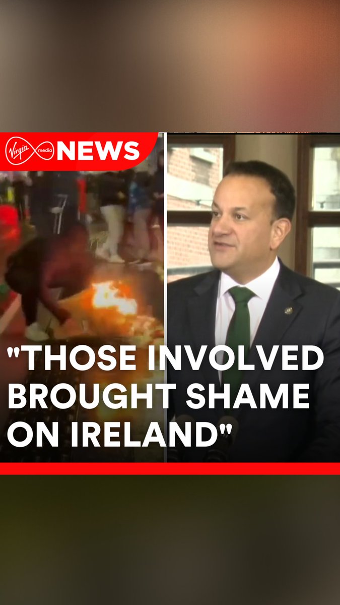 "Those involved [in the riots] brought shame on Ireland" Taoiseach Leo Varadkar has said those involved in the riots in Dublin City Centre last night were driven by hate, not patriotism. #VMNews