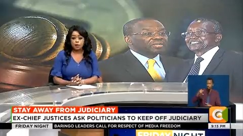 Stay away from Judiciary: Ex-chief justices ask politicians to keep off Judiciary. Mutunga: Stop meddling in the Judiciary's affairs. Maraga: The Judiciary is meant for all Kenyans #FridayNight Lillian Nzisa Muli