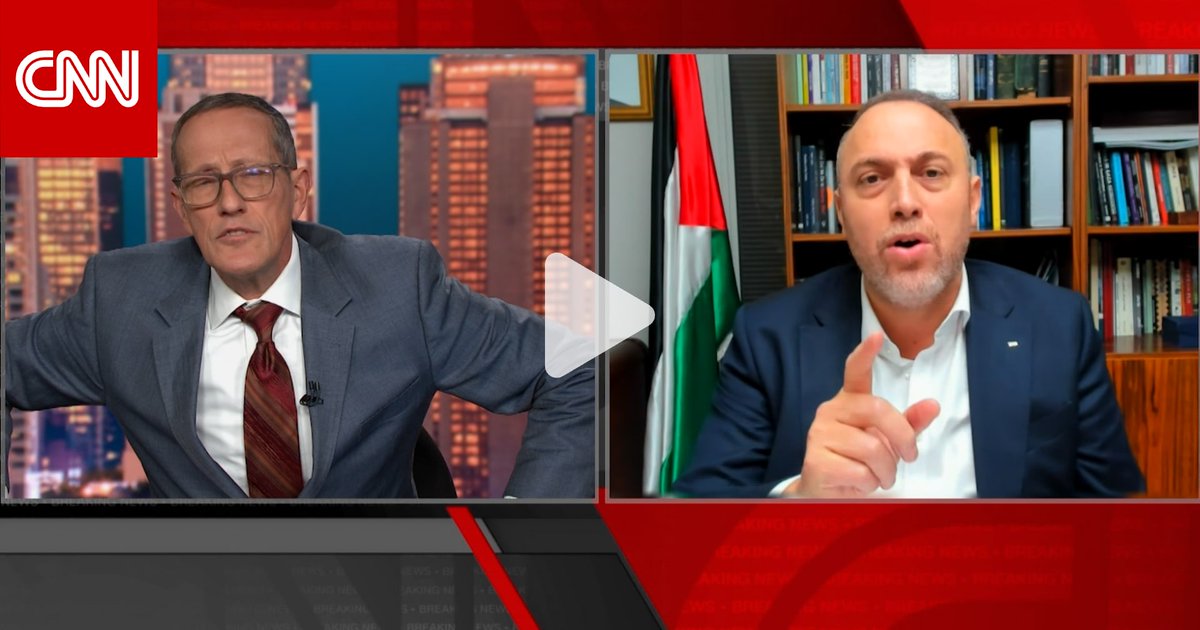 "لماذا لم تسألني عن الرهائن الفلسطينيين بسجون #إسرائيل؟".. نقاش حاد بين السفير حسام زملط ومذيع CNN Husam Zomlot Richardquest
