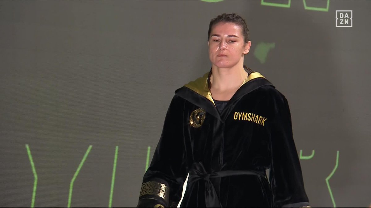 Brilliant ring walk from Katie Taylor 🔥 Now lets go get the win 💪 #CameronTaylor2